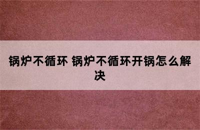 锅炉不循环 锅炉不循环开锅怎么解决